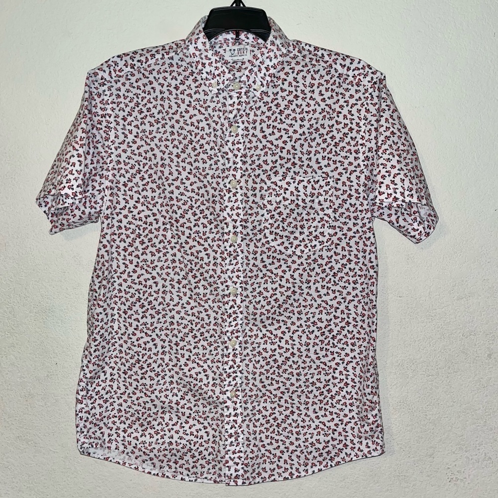 Catch Surf Floral Button Down Short Sleeve Shirt, 100% cotton